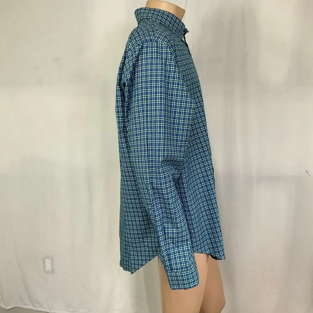 NEW Polo by Ralph Lauren Classic Fit Long Sleeve Blue Green Check Shirt XXL